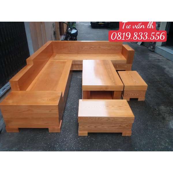 Bộ sofa góc L nguyên khối hộp gỗ cẩm vàng BG306